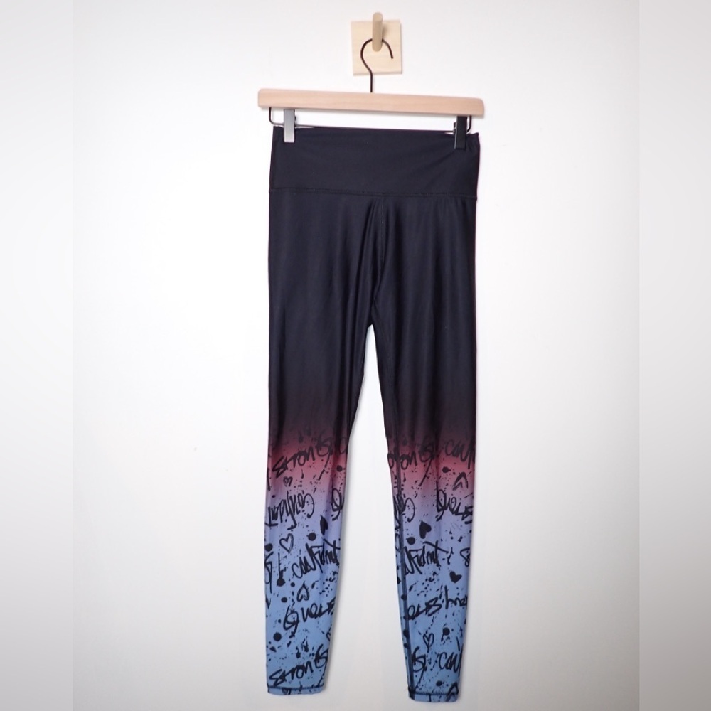Fabletics Demi Lovato Lisette Black High-Waisted Ombre Graphic Leggings size S